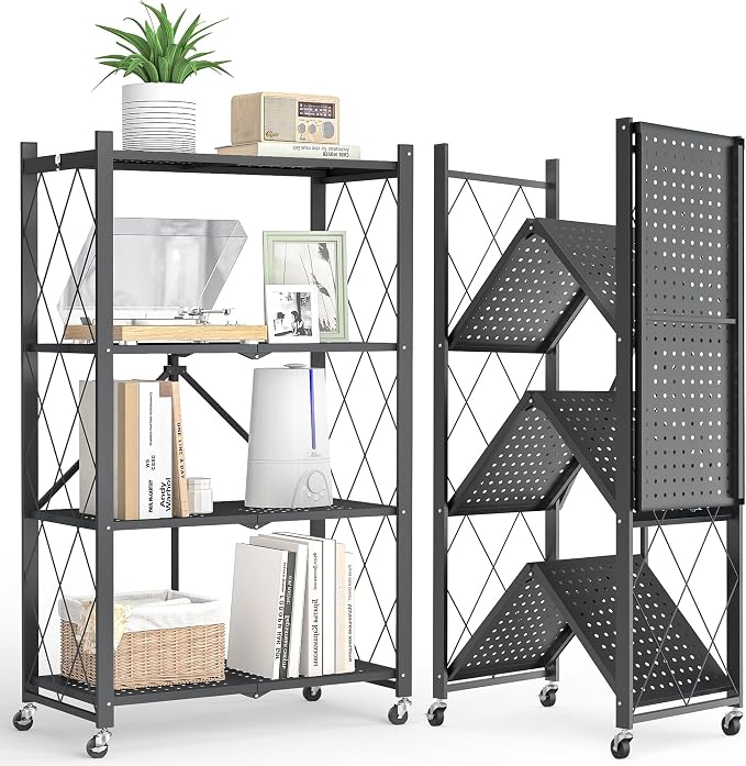 Fenbeli Foldable Shelves with Wheels by Fenbeli