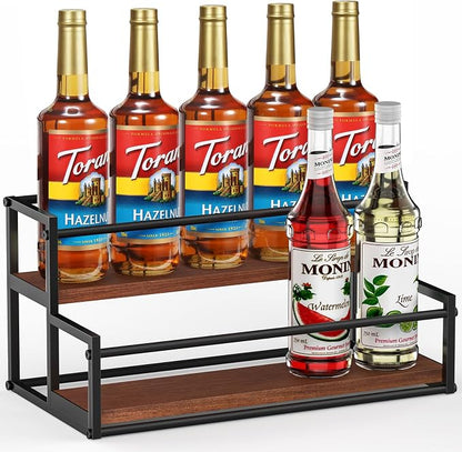 THYGIFTREE Coffee Syrup Rack Organizer 2-Tier 10 Syrup Bottles Holder Stand by THYGIFTREE