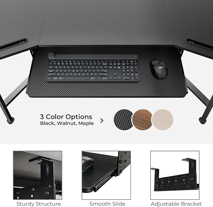EUREKA ERGONOMIC Adjustable Keyboard Tray Under Desk, 28x11 Inch Large Slide - Image 8