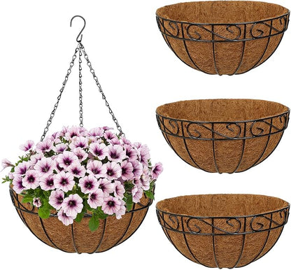 4 Pack 14 inch Metal Hanging Baskets by NatureCrafted