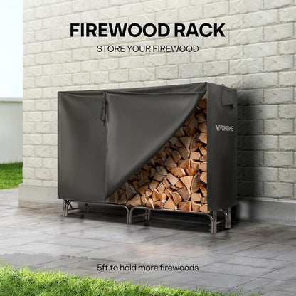 VIVOHOME 5ft Heavy Duty Indoor Outdoor Firewood Storage Log Rack - Image 2