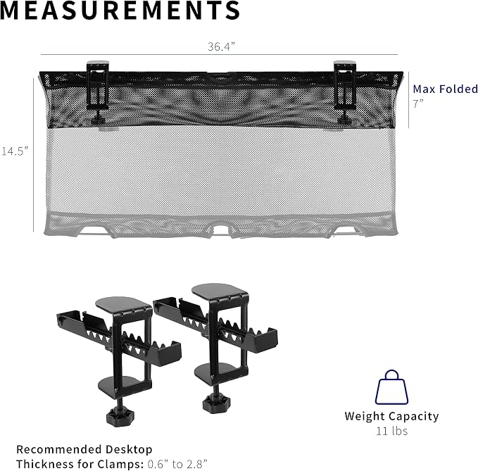 VIVO No Drill Clamp-on 36 inch Mesh Net Under Desk Cable Management Wire - Image 6