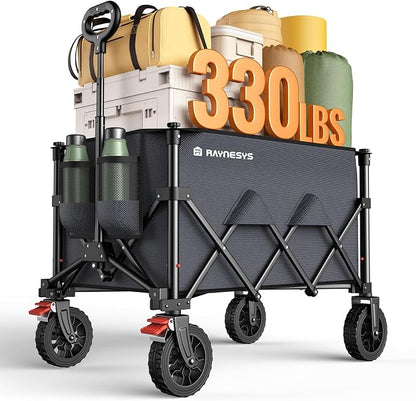 Wagons Carts Foldable, Collapsible Foldable Wagon 330lbs Capacity, 180L Large by Raynesys