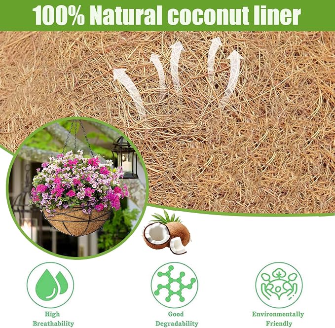 16x100 Inch Coconut Liner Roll for Planters Flower Basket Natural Coco Fiber - Image 3