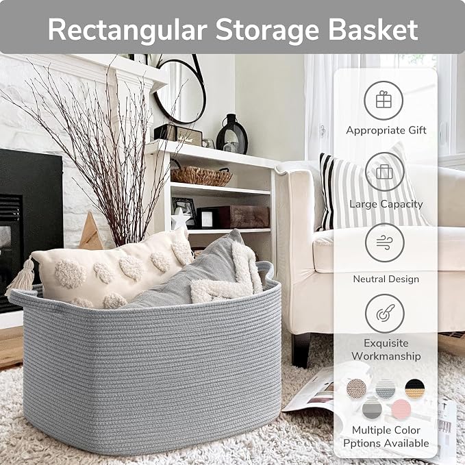 Goodpick Large Toy Basket for Blankets, Baby Laundry Basket, Storage Baskets - Image 7