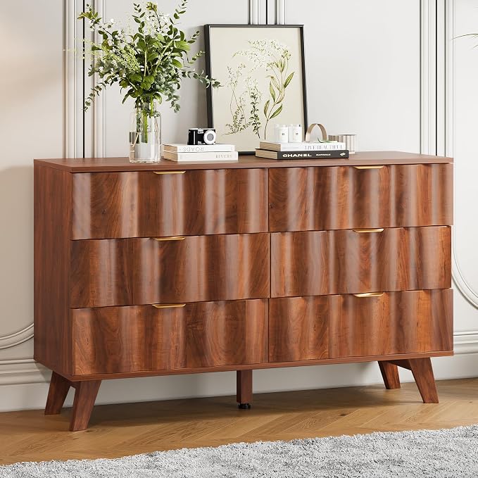 6 Drawer Dresser, Modern Fluted Storage Dresser - Image 3