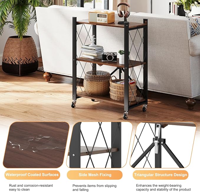 3 Tier Vintage Multifunctional Folding Shelf - Image 5