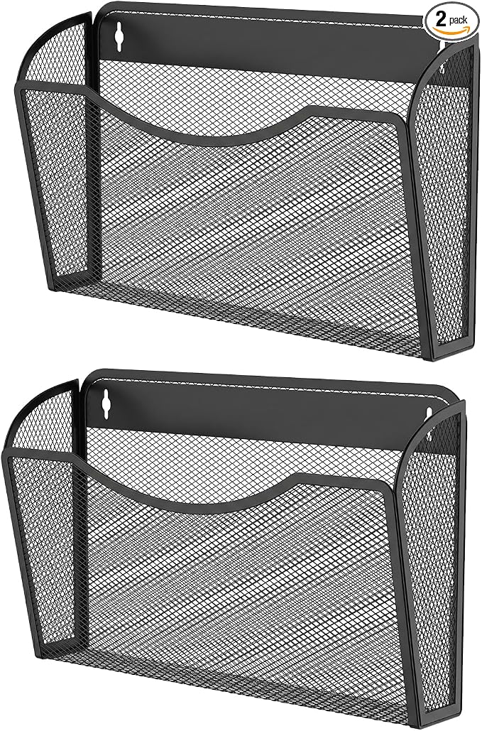 MINDEPOT Wall File Organizer, Hanging Wall File Holder, 2 Pack, Metal Mesh Wall by MINDEPOT
