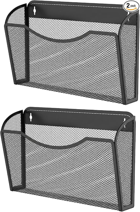 MINDEPOT Wall File Organizer, Hanging Wall File Holder, 2 Pack, Metal Mesh Wall by MINDEPOT
