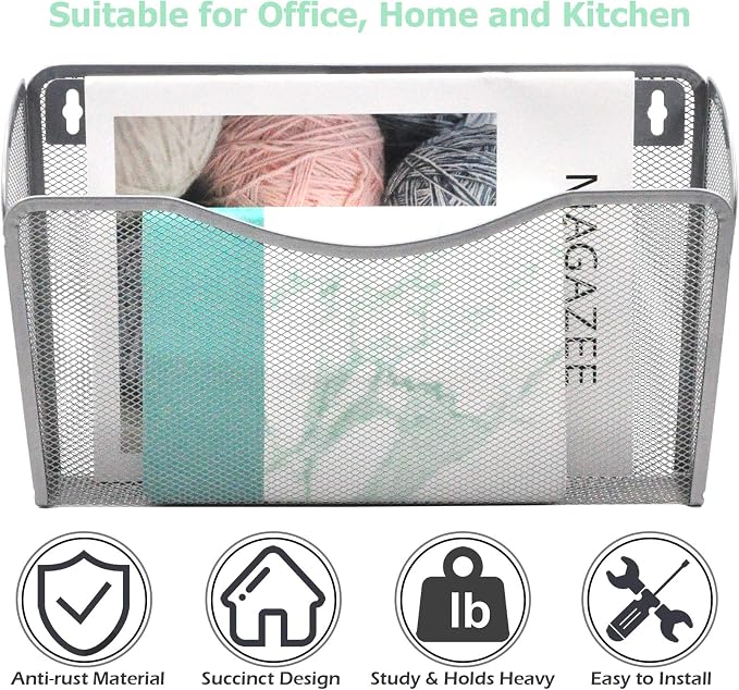 EASEPRES 6 Single Pocket Mesh Hanging File Organizer, Vertical Wall Mounted - Image 5