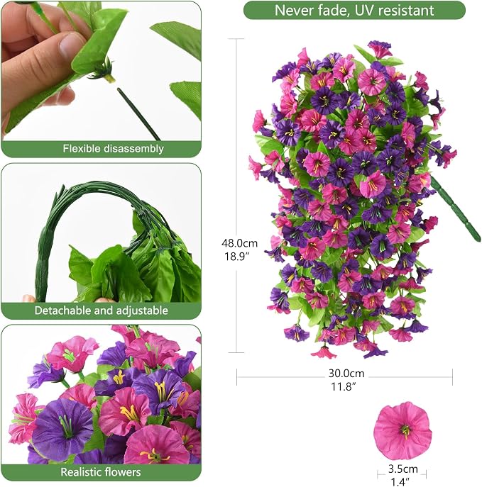 INQCMY Artificial Flowers for Outdoor Spring Summer Decoration Faux Silk - Image 2