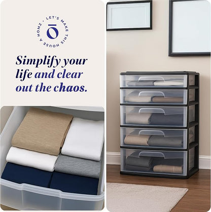 HOMZ Plastic 5 Drawer Wide Storage Tower - Image 6
