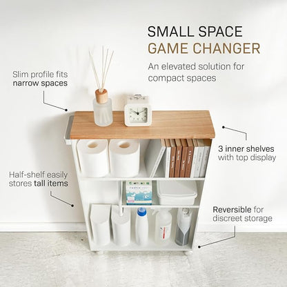 Yamazaki Home Slim Rolling Storage Cart – Narrow Bathroom Storage Cabinet - Image 3