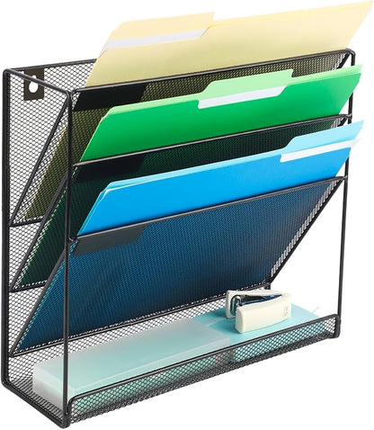 EASEPRES Desk File Organizer Mesh 4-Tier, Hanging Wall Mount Document - Image 7
