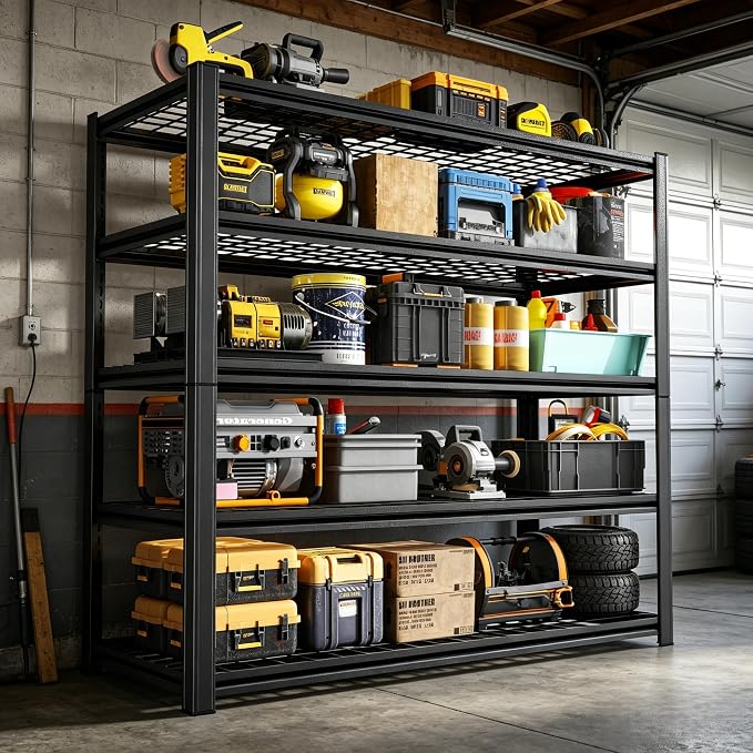 5 Tier Wire Garage Shelving Heavy Duty Storage Shelving 73" H x 36" W x 16" D - Image 7