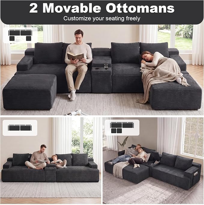 GNIXUU 140.6" Oversized U Shaped Boneless Sectional Couches - Image 4
