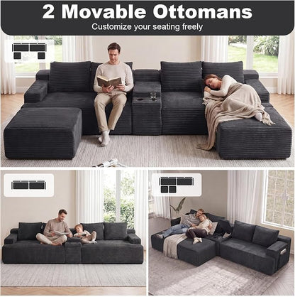 GNIXUU 140.6" Oversized U Shaped Boneless Sectional Couches - Image 4