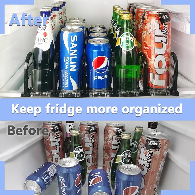 Drink Organizer for Fridge, Soda Can Organizer for Fridge, Self-Pushing Glide - Image 3