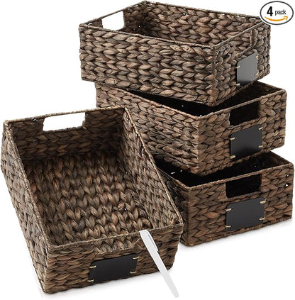 Casafield Set of 4 Water Hyacinth Pantry Baskets, by Casafield