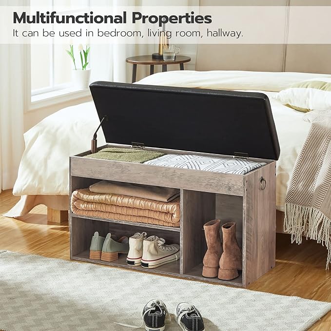 HOOBRO Shoe Storage Bench with Cushion, 32.3'' Entryway Bench with Lift Top - Image 4