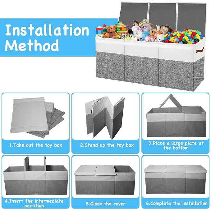 Large Toy Box Chest, Toy Storage Organizer, Storage Bins - Image 9
