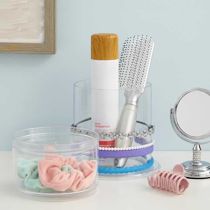 STORi Bella Stackable Clear Plastic Hair Accessory Organizer Set | Round - Image 2