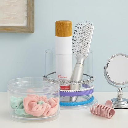 STORi Bella Stackable Clear Plastic Hair Accessory Organizer Set | Round - Image 2