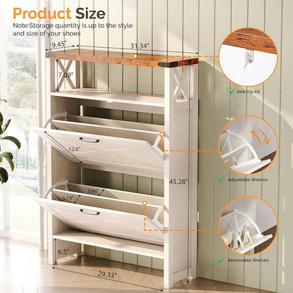 VINGLI Farmhouse Shoe Cabinet - Image 2