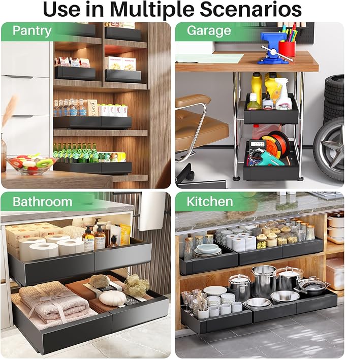 Pull out Cabinet Organizer, Expandable Heavy Duty Slide out Drawer Fixed - Image 9