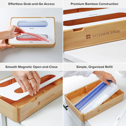 Premium Bag Organizer – Kitchen Edge 2-Slot Bamboo Organizer - Image 3