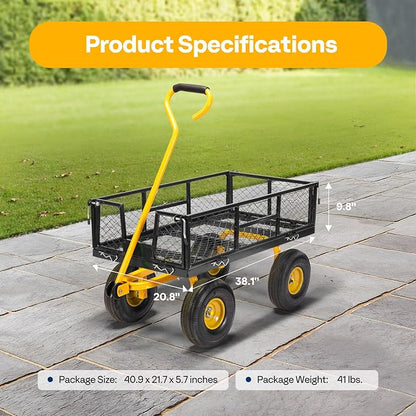 VIVOHOME Heavy Duty 880 Lbs Capacity Mesh Steel Garden Cart Folding Utility - Image 2