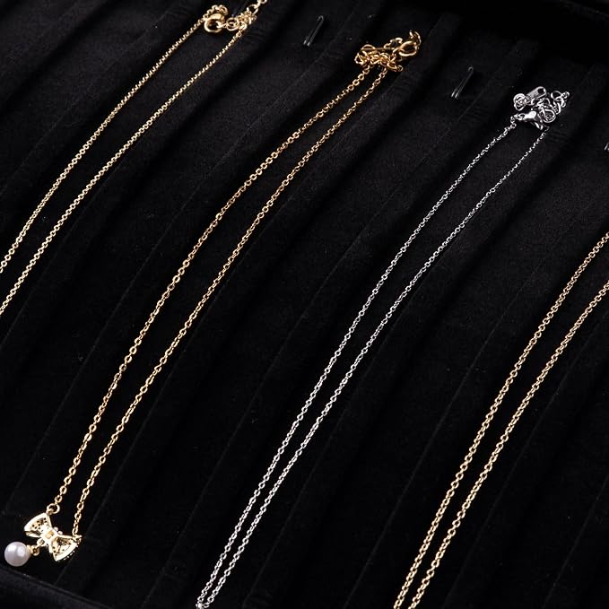 Frebeauty 15 Hooks Necklace Tray Velvet Neckalce Organizer - Image 6