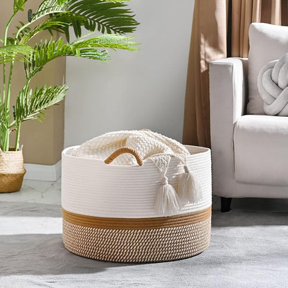 KAKAMAY Large Blanket Basket, Woven Baskets - Image 3