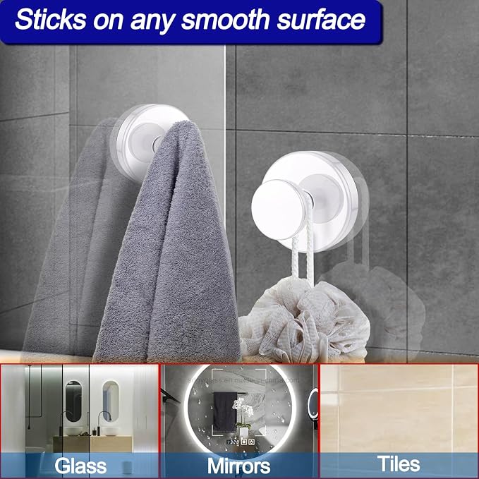 Bntuk Suction Cup Hooks for Shower, Removable Towel Hooks for Bathroom Window - Image 4