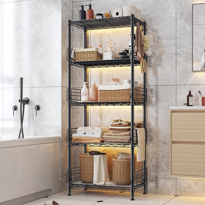 5 Tier Metal Shelving Unit Pantry Storage Shelves - Image 4