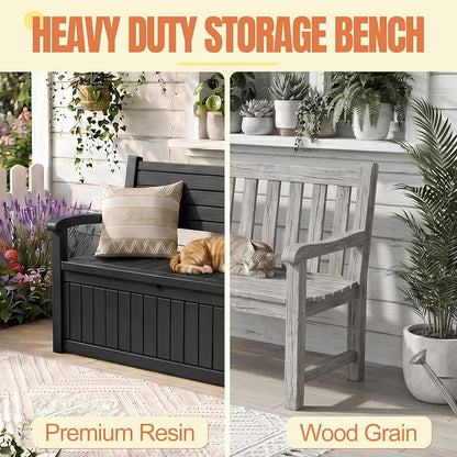 Storage Bench Outdoor Deck Box, 100 Gallon Waterproof & UV Resistant Lockable - Image 3