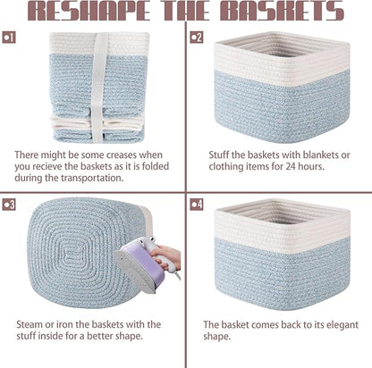 OIAHOMY 9”x9”x7” Storage Cubes, Cotton Rope Woven Baskets - Image 7