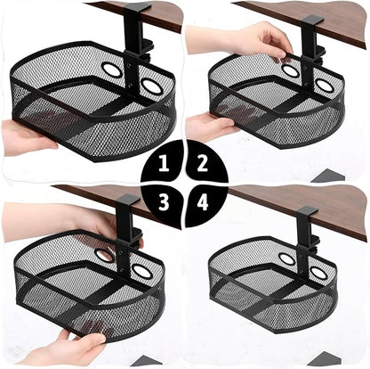 Under Desk Storage Drawer Organizer, Clamp on Under Table Shelf Hanging Desk - Image 7