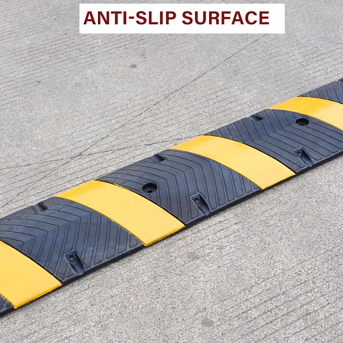 Orangestar 6Ft Rubber Speed Bump, 2 Channel Speed Hump w/4 Bolts - Image 3