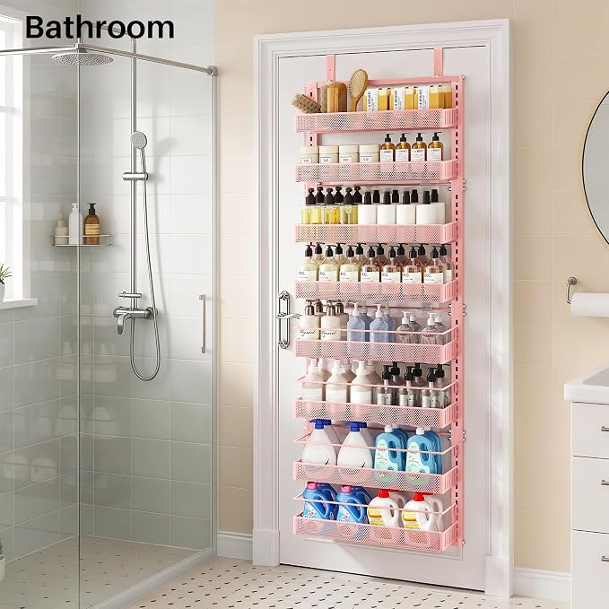 SNTD 8 Tiers Over the Door Organizer, Height Adjustable Spice Rack, Dense Mesh - Image 9