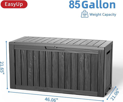 EasyUp 85 Gallon Outdoor Storage Box, Resin Waterproof UV-Resistant Deck Box - Image 2