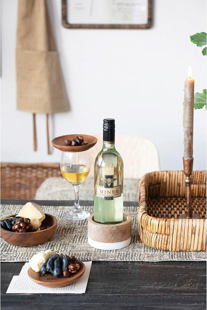 Creative Co-Op Mango Wood and Marble Bottle Holder - Image 7