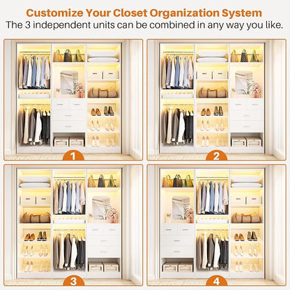 Unikito 75” Closet System with Drawers, 6.2FT Wood Closet Organizer with - Image 4