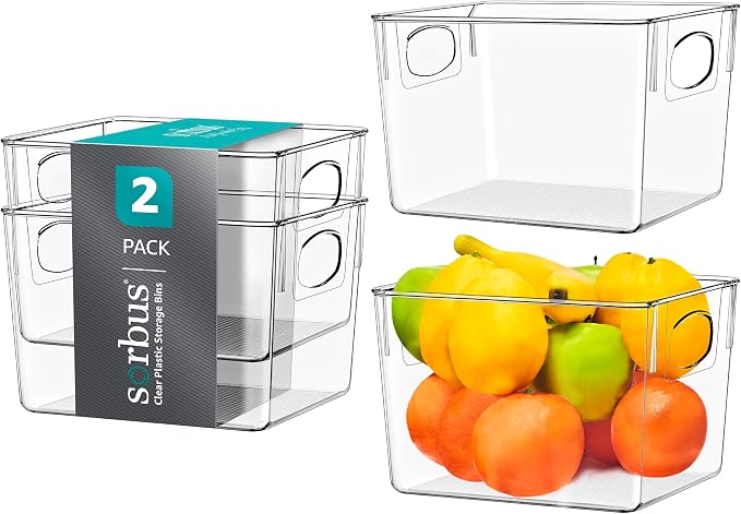 Sorbus Medium Clear Plastic Storage Bins by Sorbus