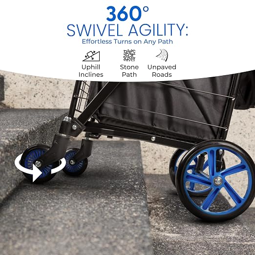 SereneLife Small Compact Folding Shopping Cart - Image 5