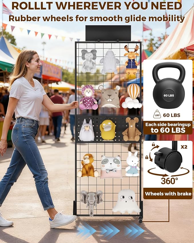 6' x 2' Ft Grid Wall Panel, Pegboard Gridwall Display Stand - Image 6