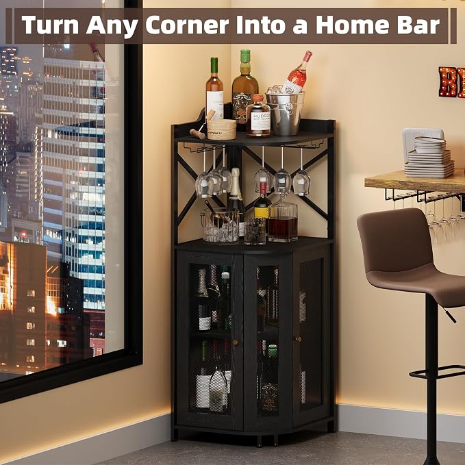 JKsmart Corner Bar Cabinet - Image 6