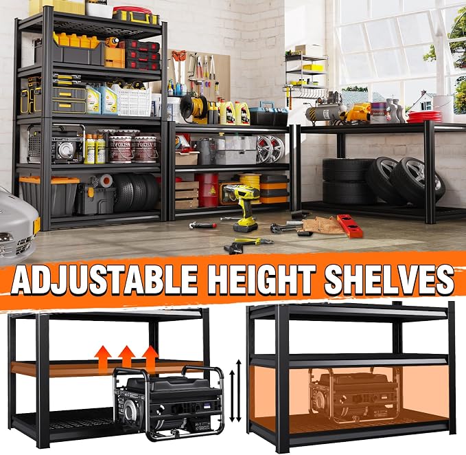 Set of 6-71"H Garage Shelving-3000LBS 5 Tier Storage Shelves, Adjustable Heavy - Image 4