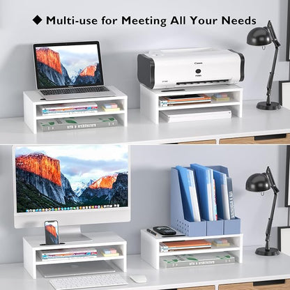 BONTEC Wooden Monitor Stand Riser, 2-Tier Desk Shelf - Image 6