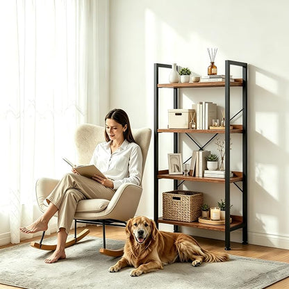 HealSmart 4 Tier Bookshelf, Free Standing Book Shelf Home Office Bookcase Shelf - Image 2